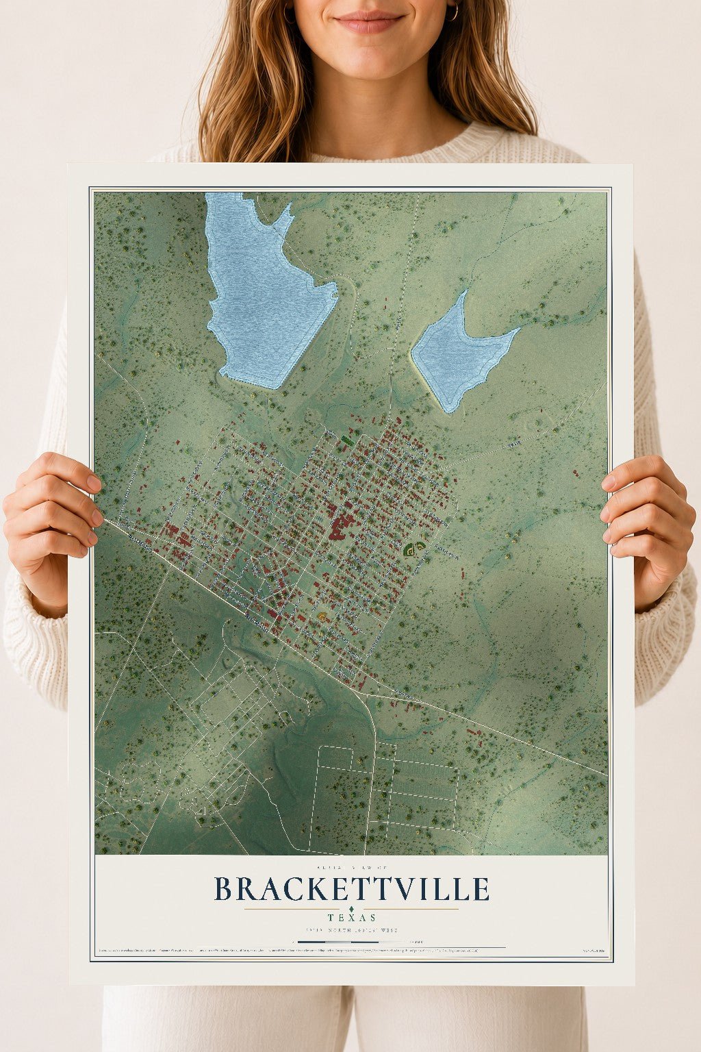 Map of Brackettville, Texas, 18 x 24 inch unframed archival matte print