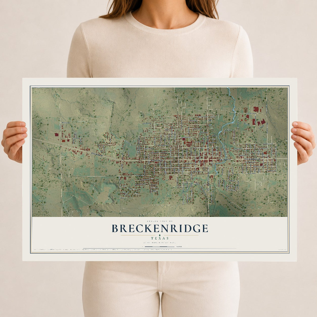 Map of Breckenridge, Texas, 12 x 18 inch unframed archival matte print