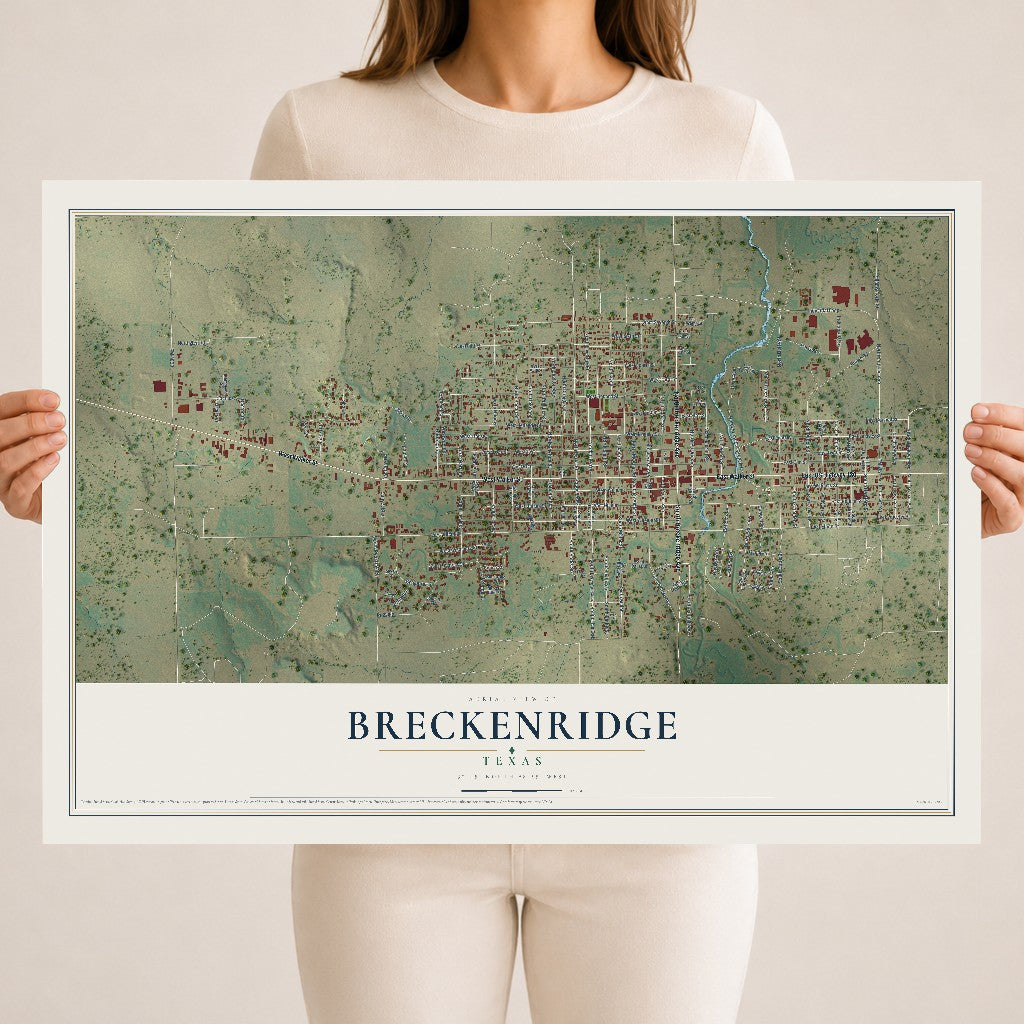 Map of Breckenridge, Texas, 18 x 24 inch unframed archival matte print