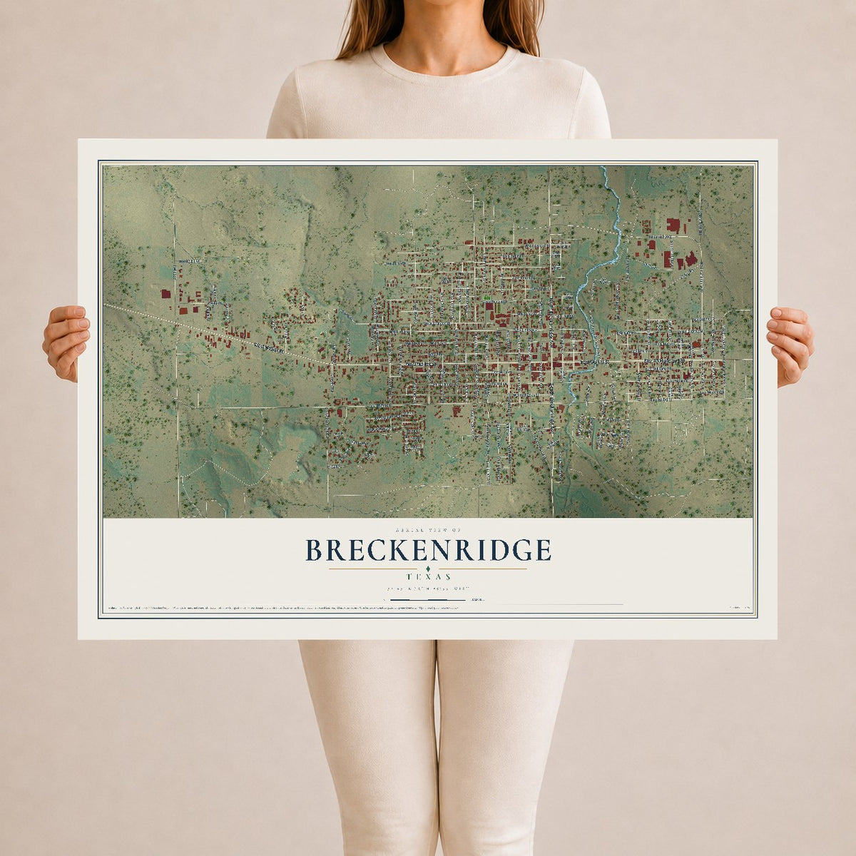 Map of Breckenridge, Texas, 24 x 36 inch unframed archival matte print