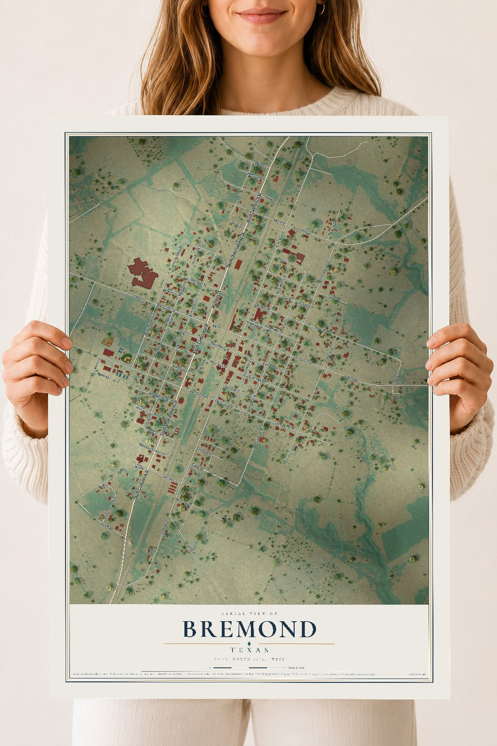 Map of Bremond, Texas, 18 x 24 inch unframed archival matte print
