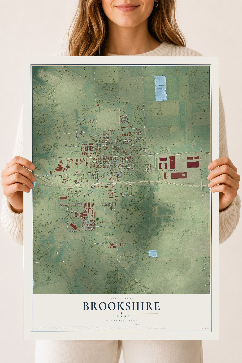 Map of Brookshire, Texas, 18 x 24 inch unframed archival matte print
