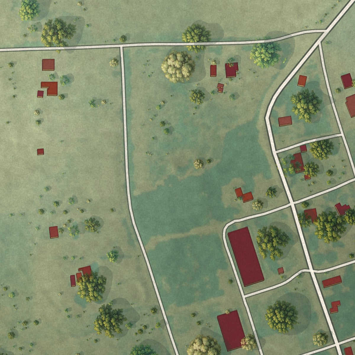 Close-up of the map of Brookston, Texas print showing street and building detail