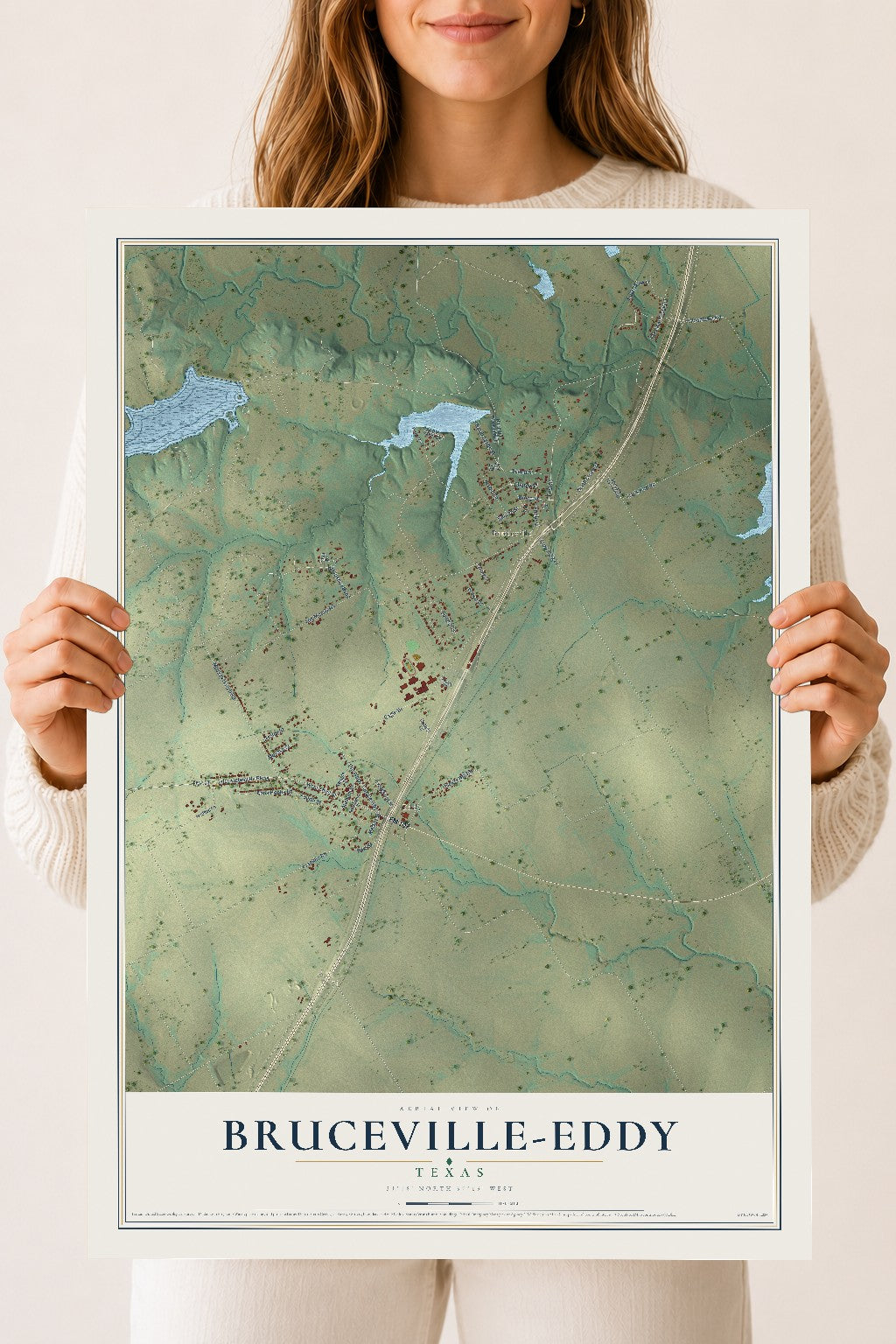 Map of Bruceville-Eddy, Texas, 18 x 24 inch unframed archival matte print