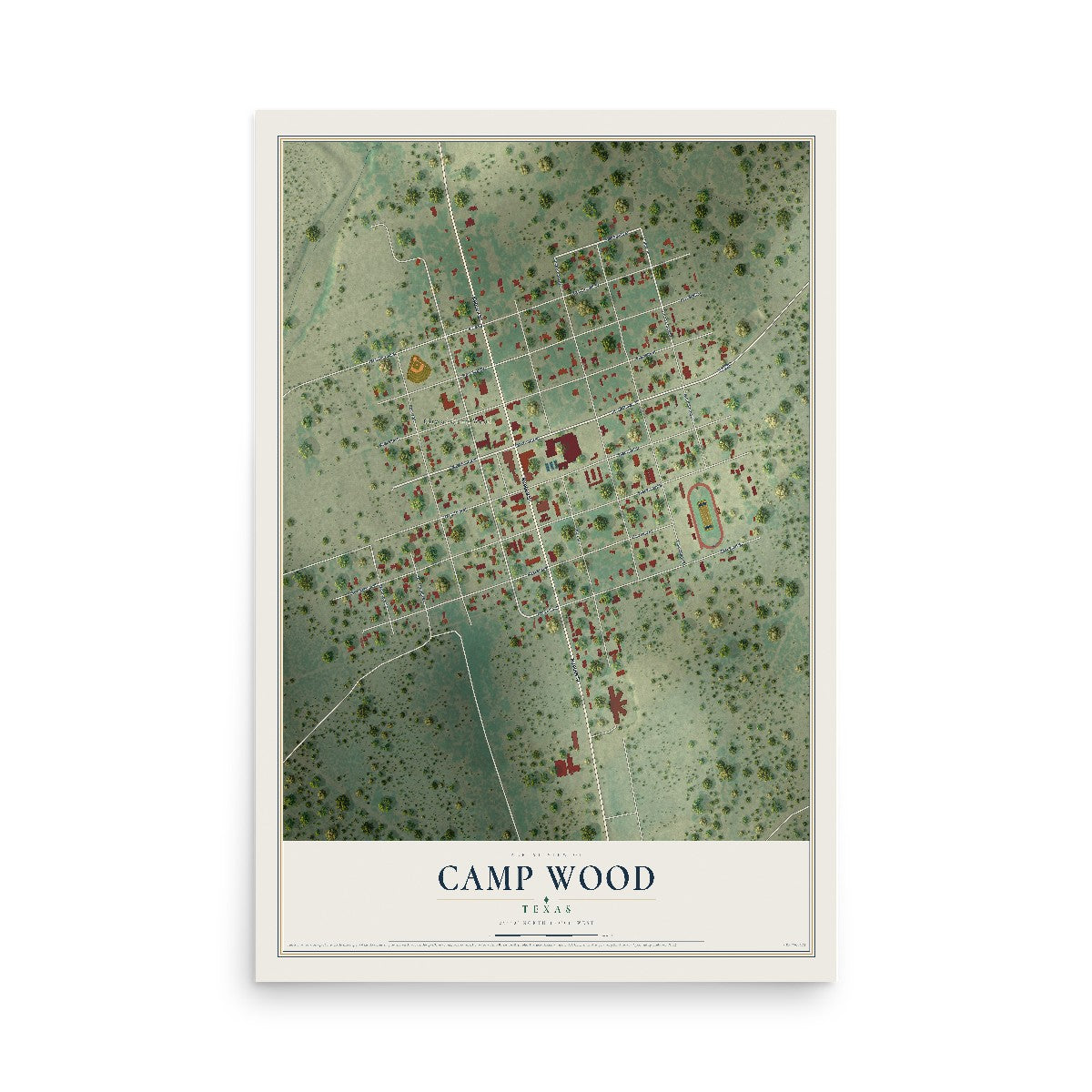 Map of Camp Wood, Texas, 12 x 18 inch unframed archival matte print