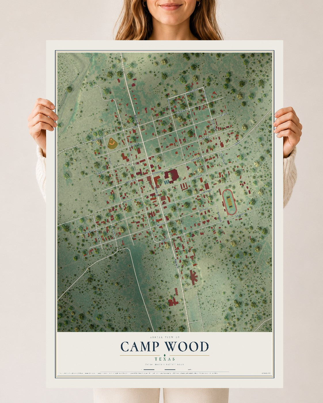 Map of Camp Wood, Texas, 24 x 36 inch unframed archival matte print