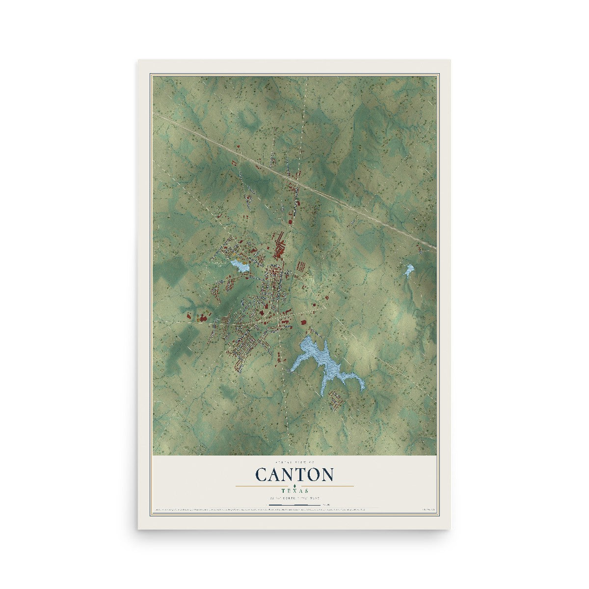 Map of Canton, Texas, 12 x 18 inch unframed archival matte print