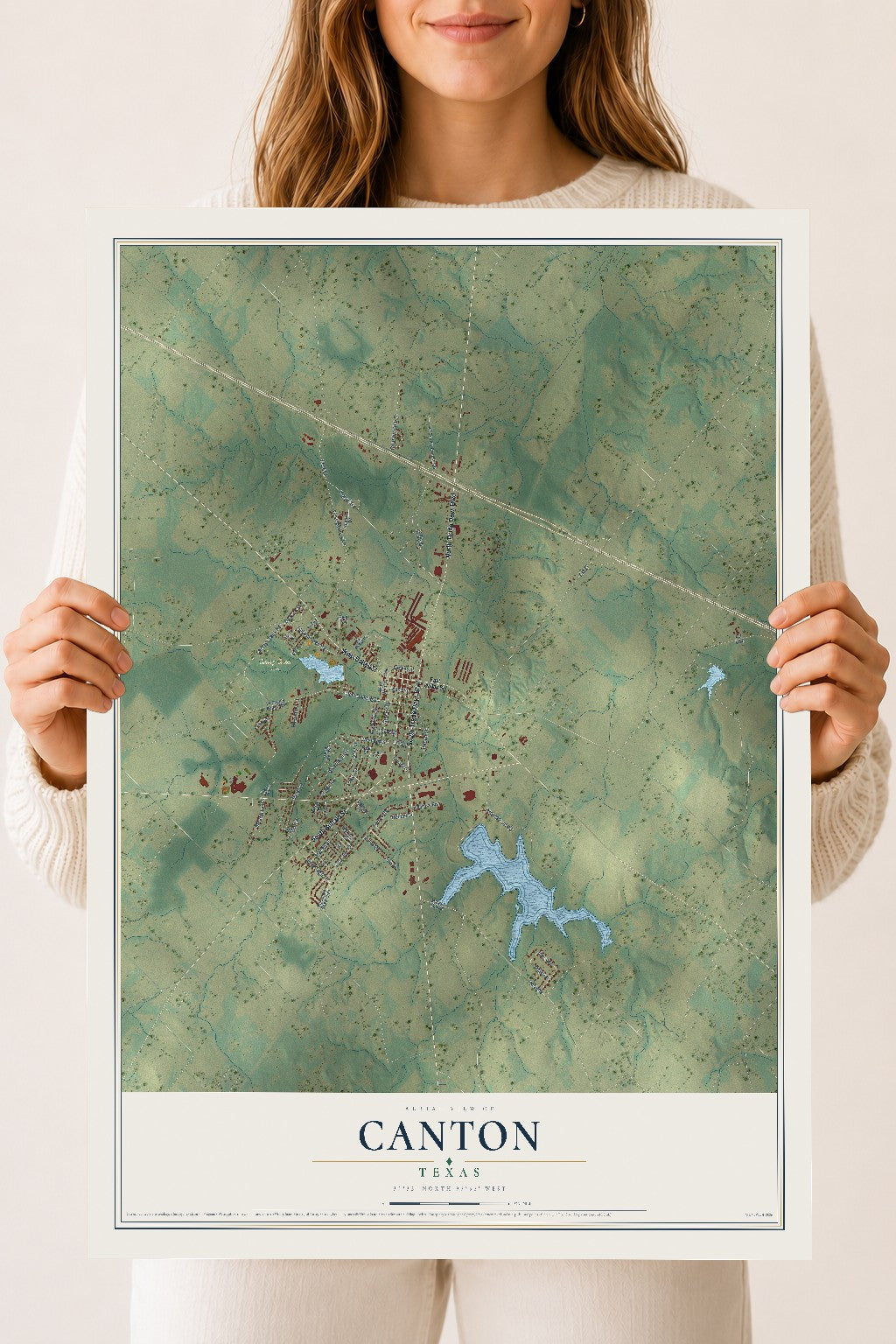 Map of Canton, Texas, 18 x 24 inch unframed archival matte print