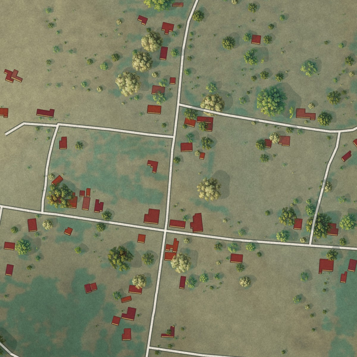 Close-up of the map of Carlton, Texas print showing street and building detail