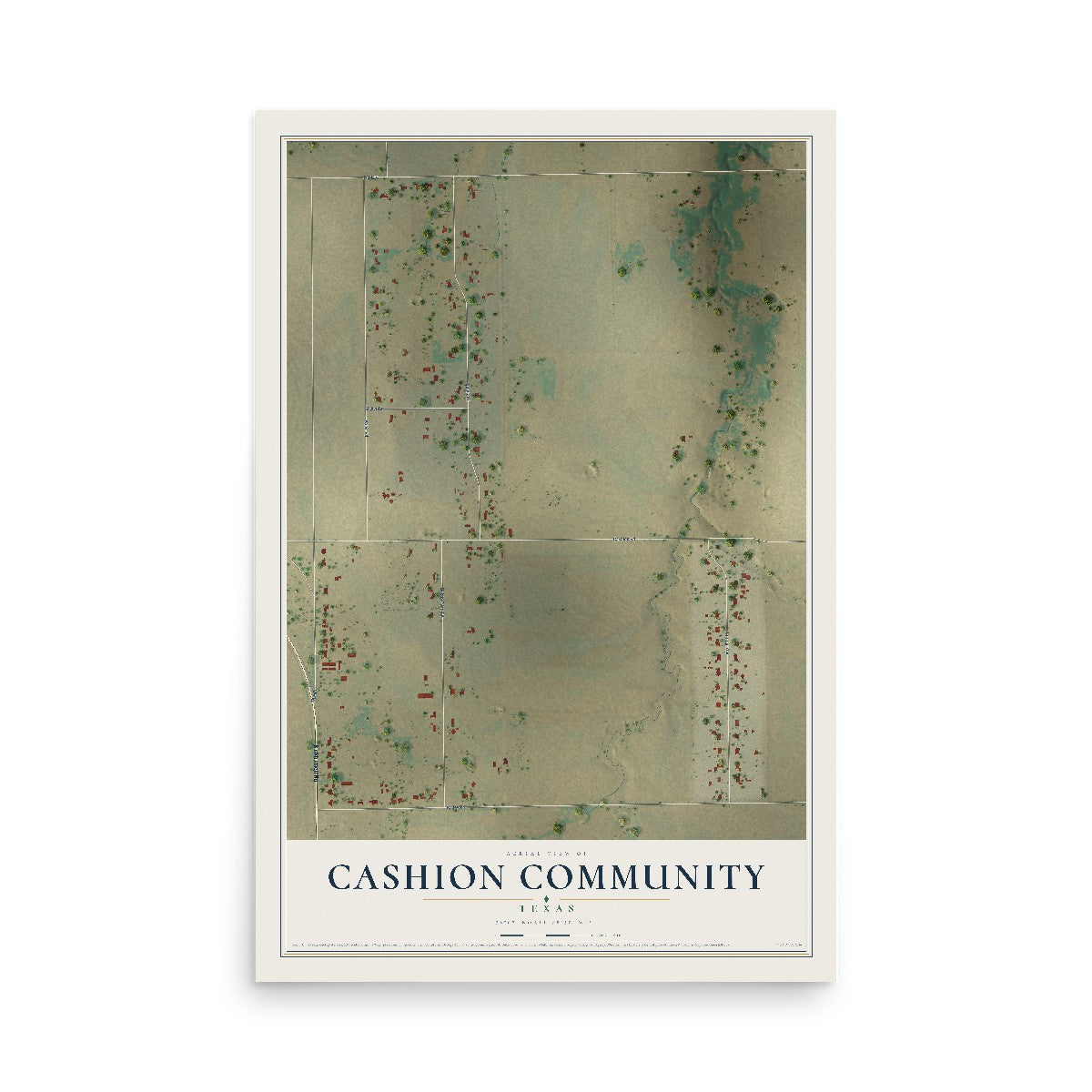 Map of Cashion Community, Texas, 12 x 18 inch unframed archival matte print