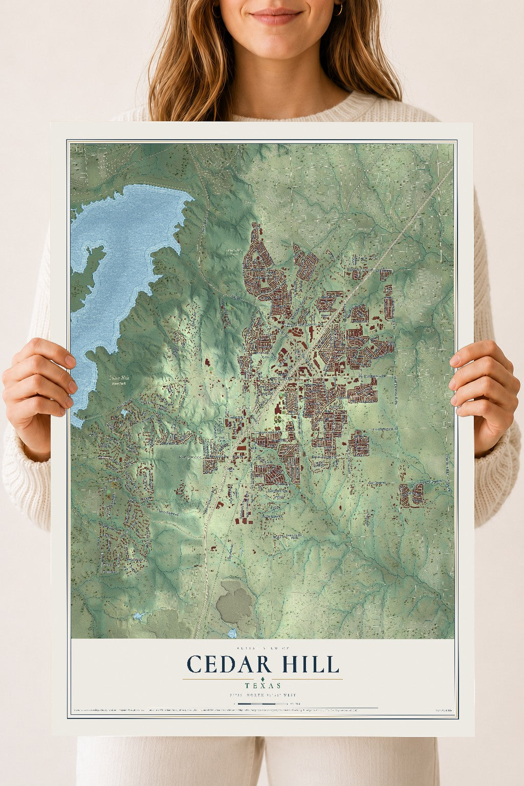 Map of Cedar Hill, Texas, 18 x 24 inch unframed archival matte print