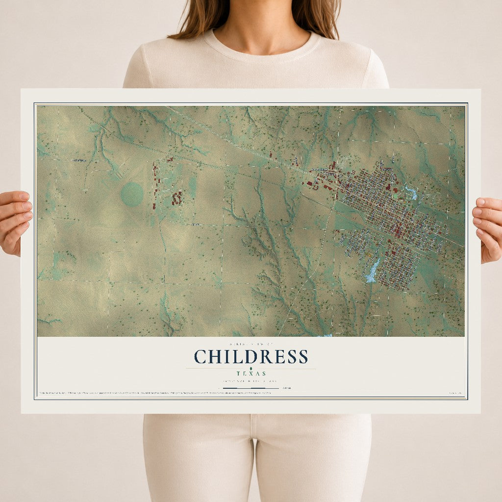 Map of Childress, Texas, 18 x 24 inch unframed archival matte print