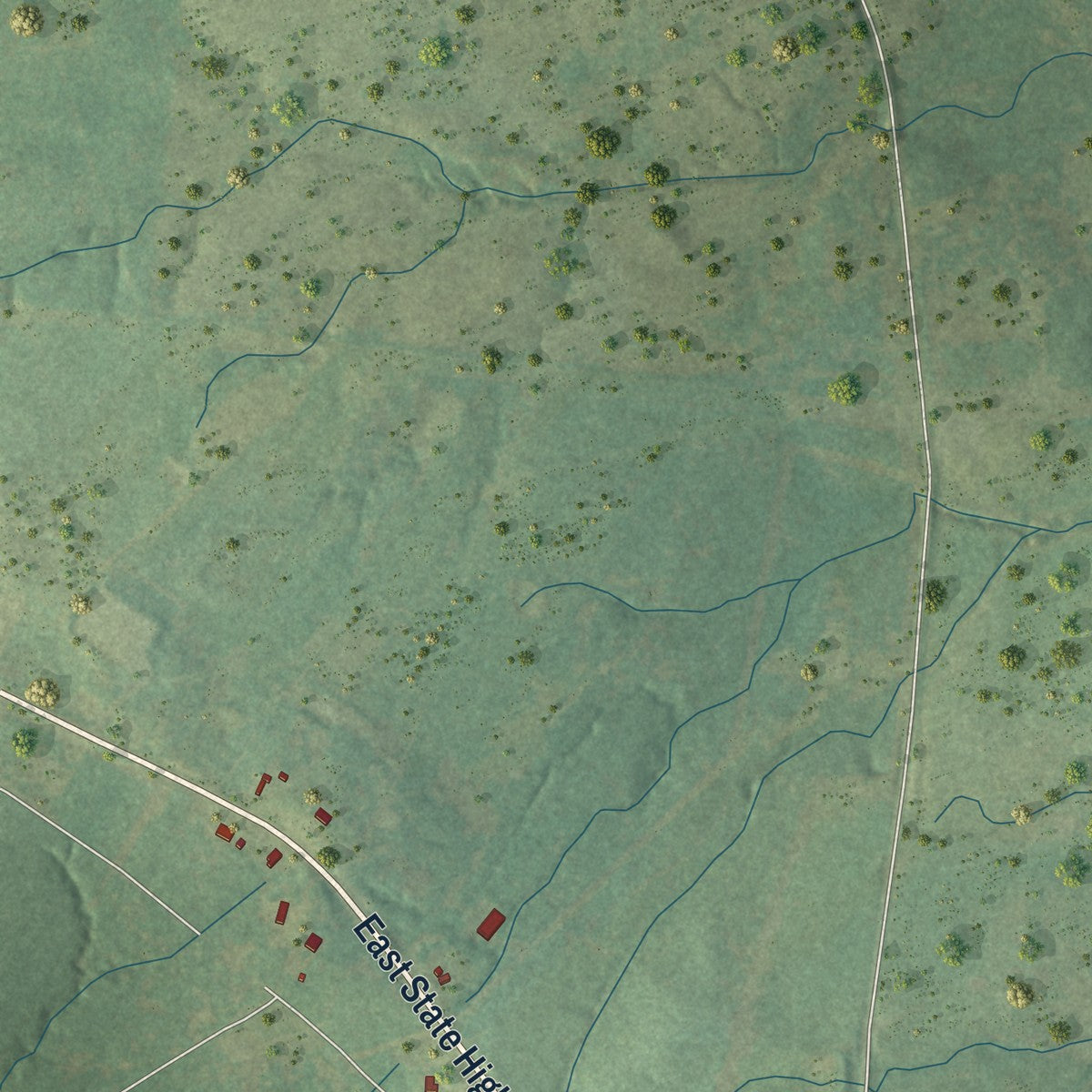 Second close-up of the map of Chireno, Texas print showing more streets and buildings