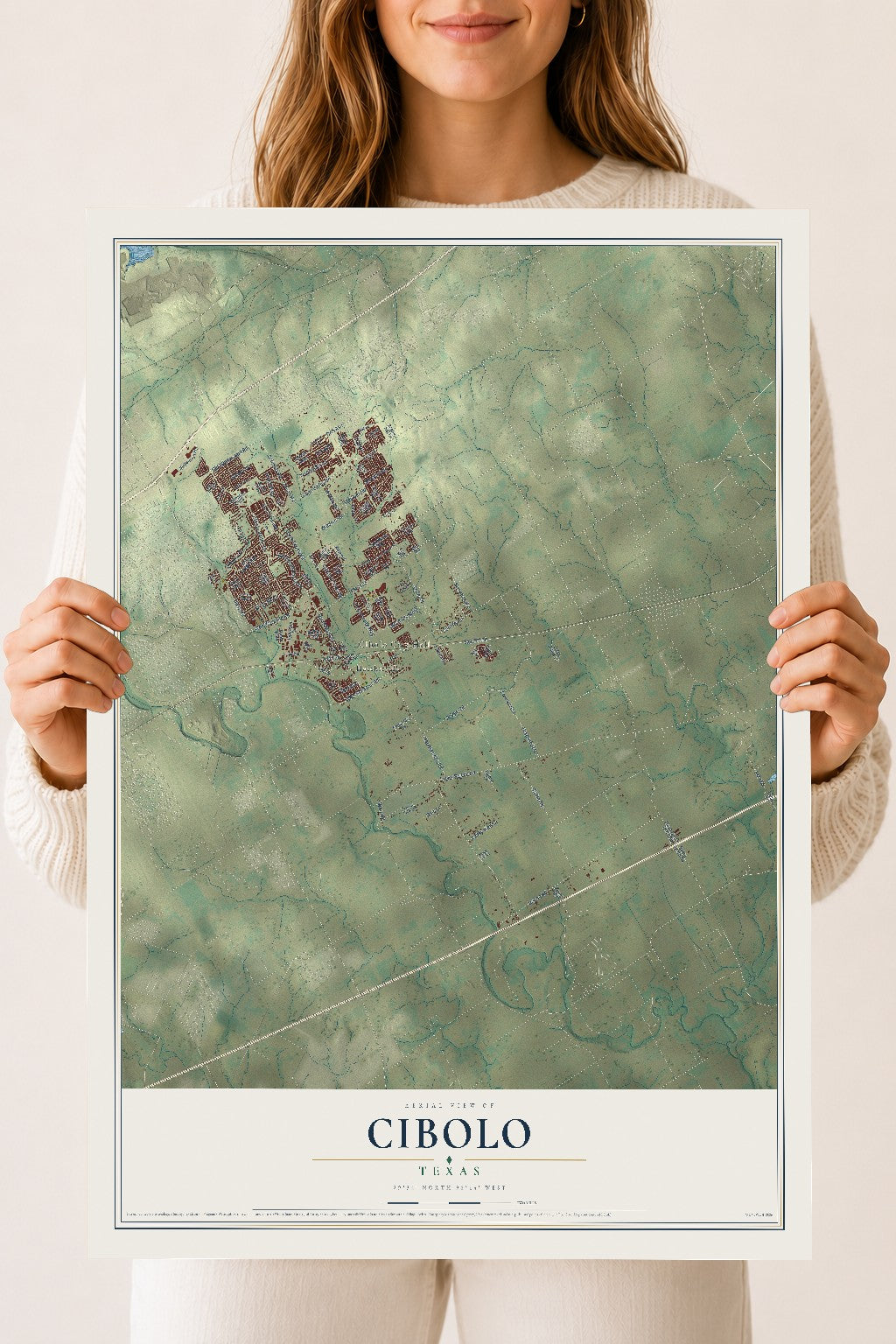 Map of Cibolo, Texas, 18 x 24 inch unframed archival matte print