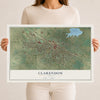 Map of Clarendon, Texas, 12 x 18 inch unframed archival matte print