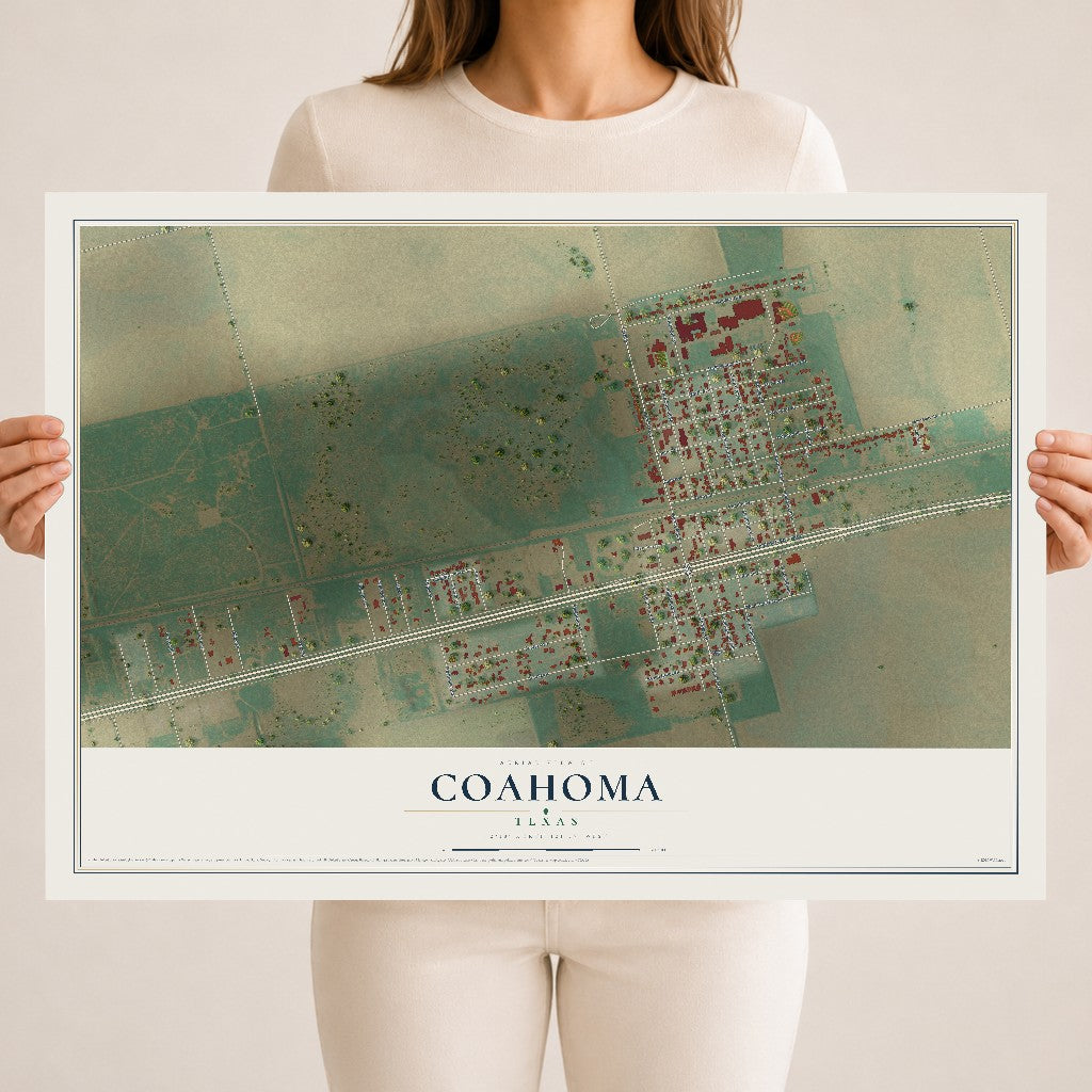 Map of Coahoma, Texas, 18 x 24 inch unframed archival matte print