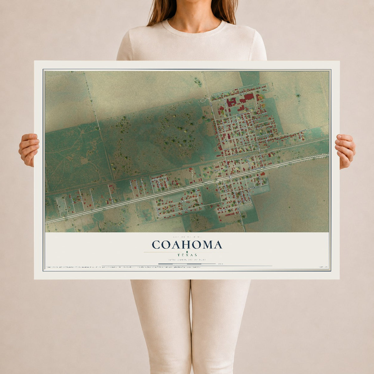 Map of Coahoma, Texas, 24 x 36 inch unframed archival matte print