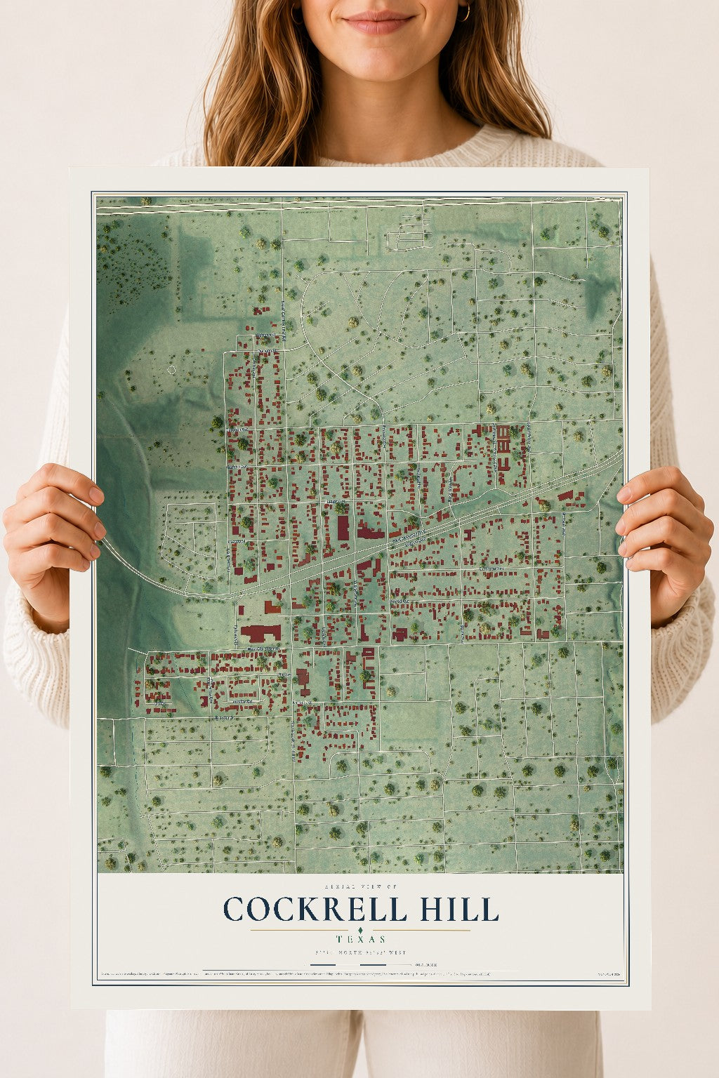 Map of Cockrell Hill, Texas, 18 x 24 inch unframed archival matte print