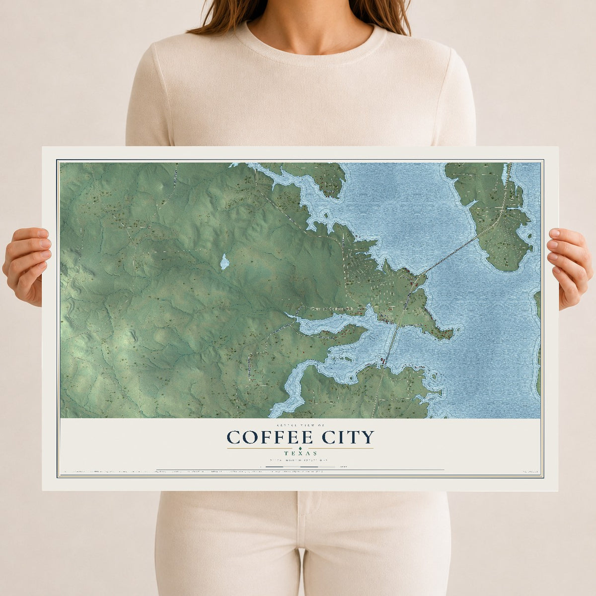 Map of Coffee City, Texas, 12 x 18 inch unframed archival matte print