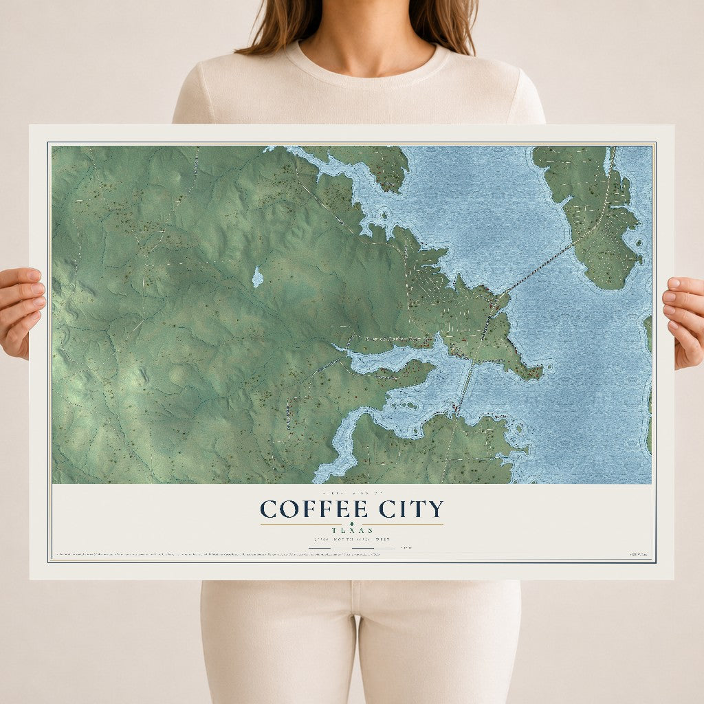 Map of Coffee City, Texas, 18 x 24 inch unframed archival matte print