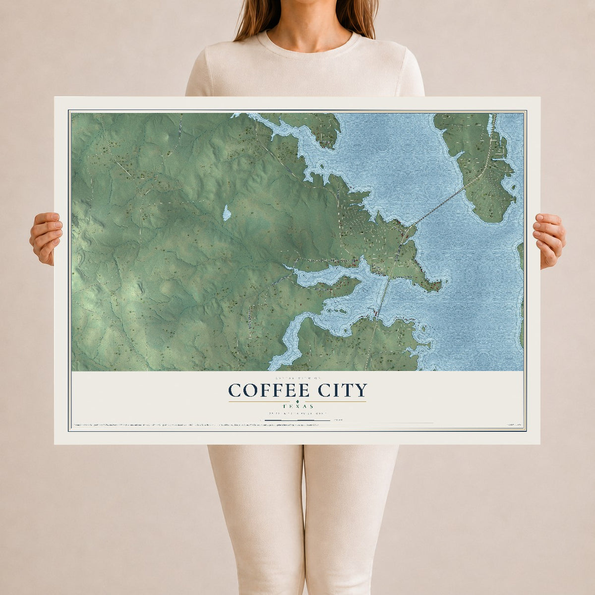 Map of Coffee City, Texas, 24 x 36 inch unframed archival matte print