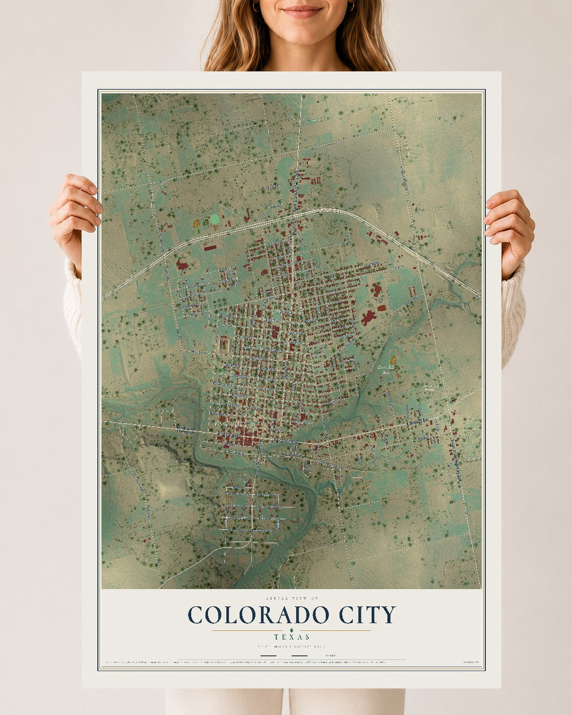 Map of Colorado City, Texas, 24 x 36 inch unframed archival matte print