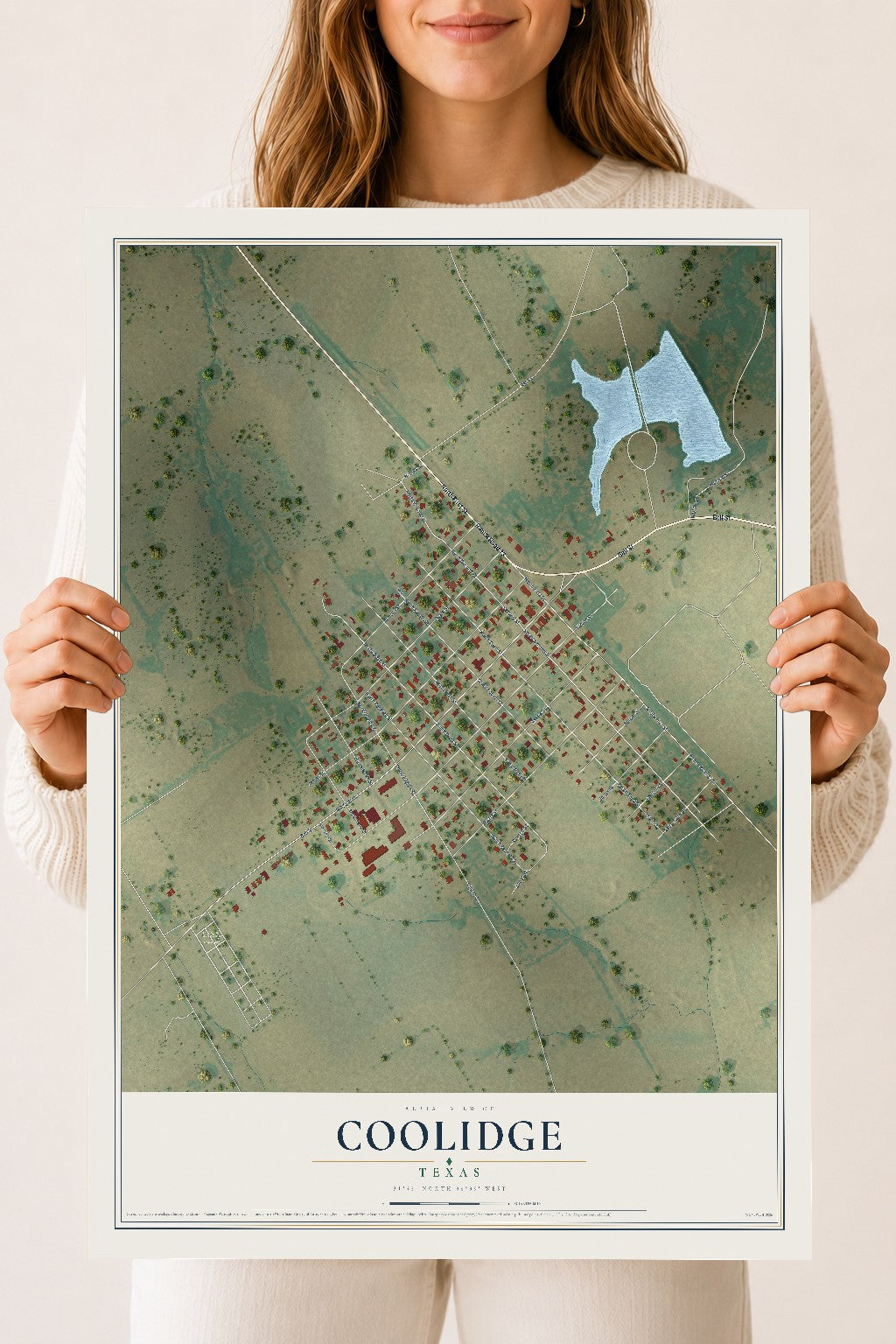 Map of Coolidge, Texas, 18 x 24 inch unframed archival matte print