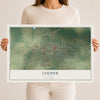 Map of Cooper, Texas, 12 x 18 inch unframed archival matte print