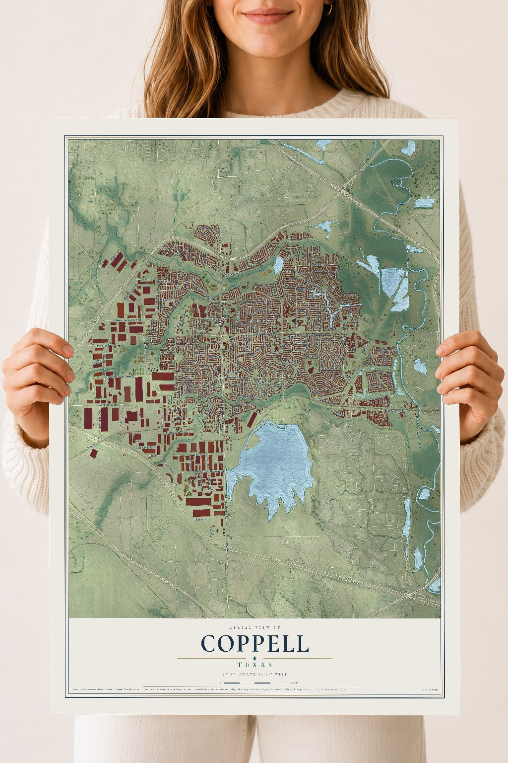 Map of Coppell, Texas, 18 x 24 inch unframed archival matte print