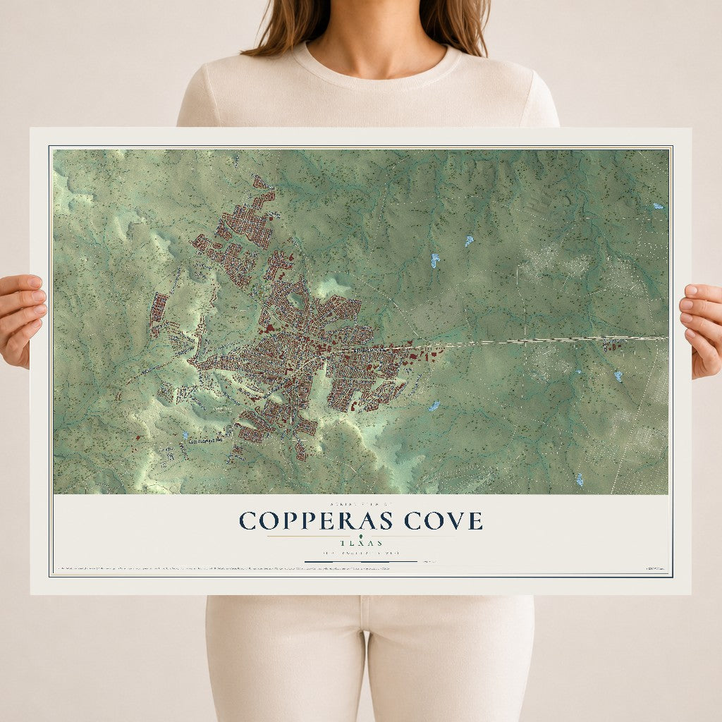 Map of Copperas Cove, Texas, 18 x 24 inch unframed archival matte print