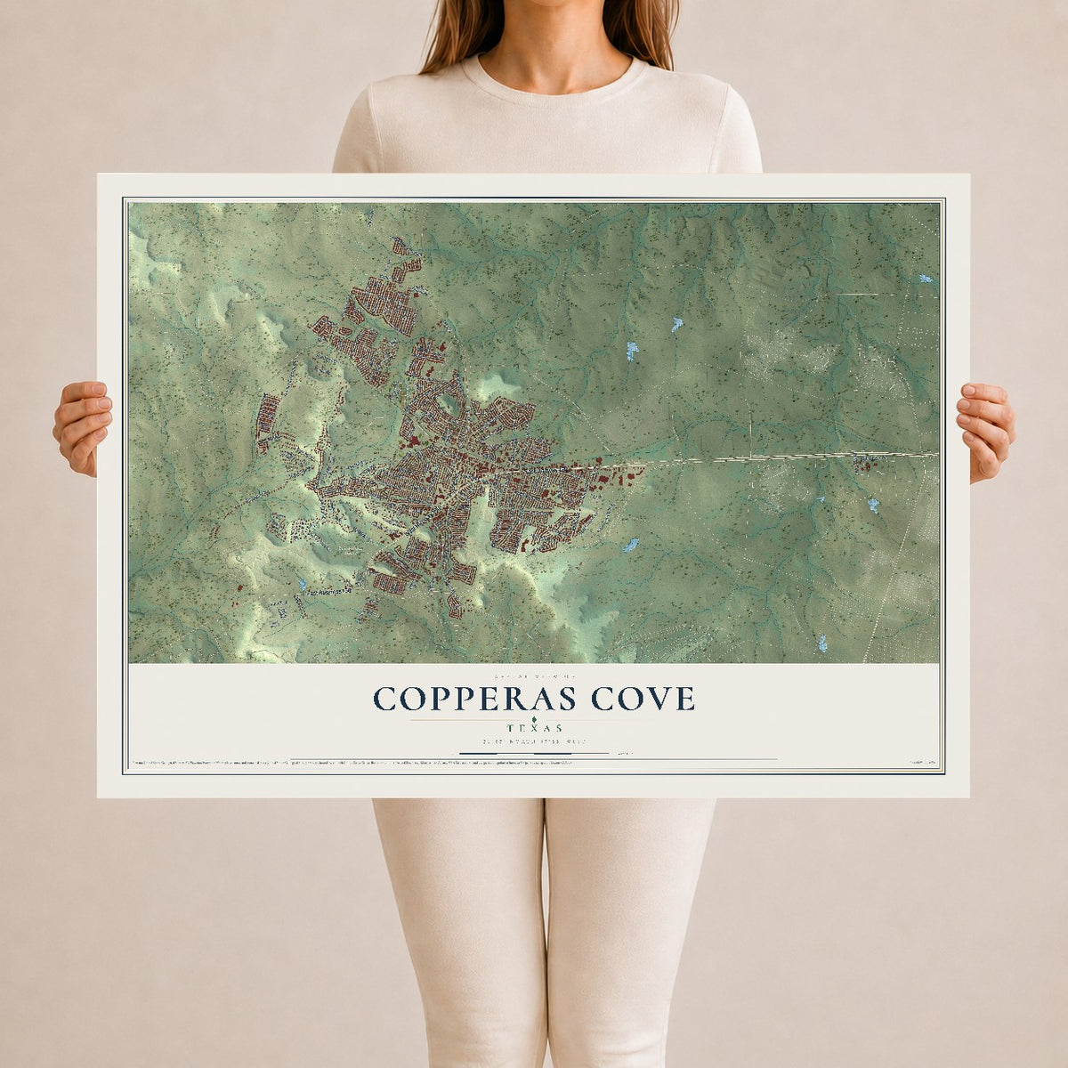 Map of Copperas Cove, Texas, 24 x 36 inch unframed archival matte print