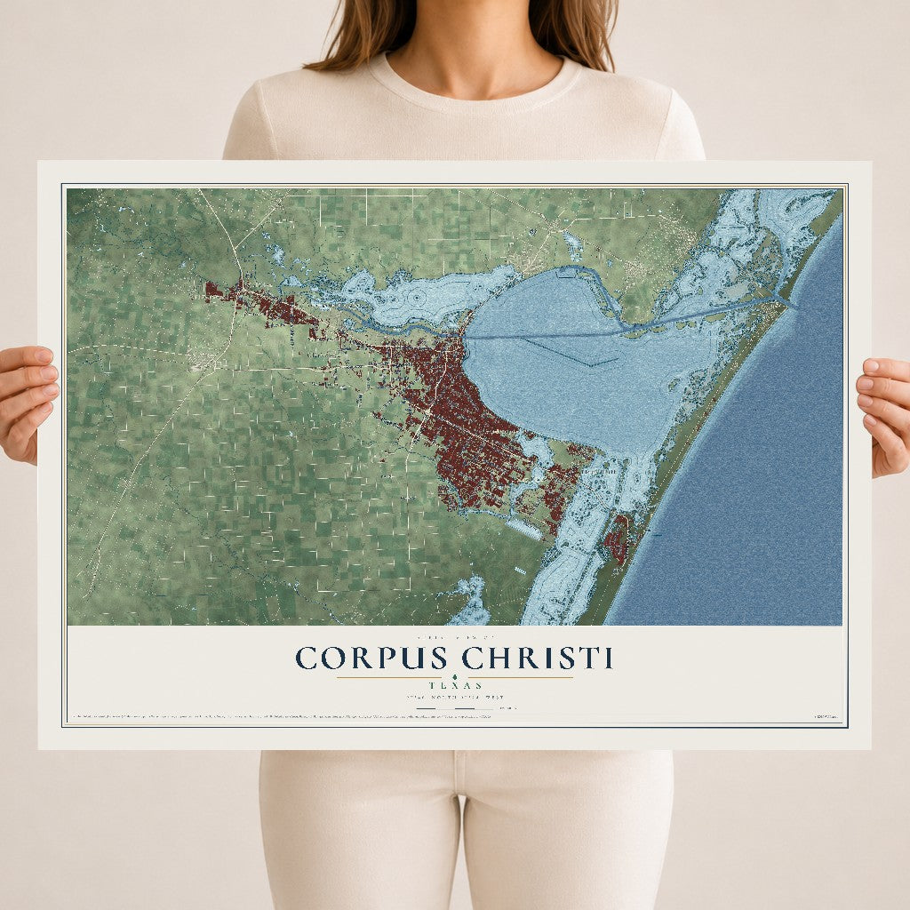 Map of Corpus Christi, Texas, 18 x 24 inch unframed archival matte print