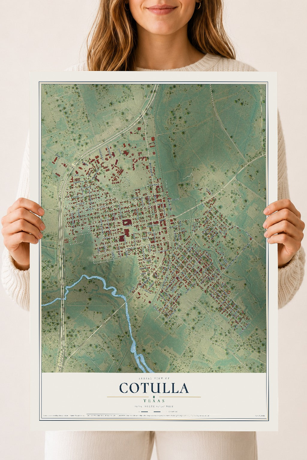 Map of Cotulla, Texas, 18 x 24 inch unframed archival matte print