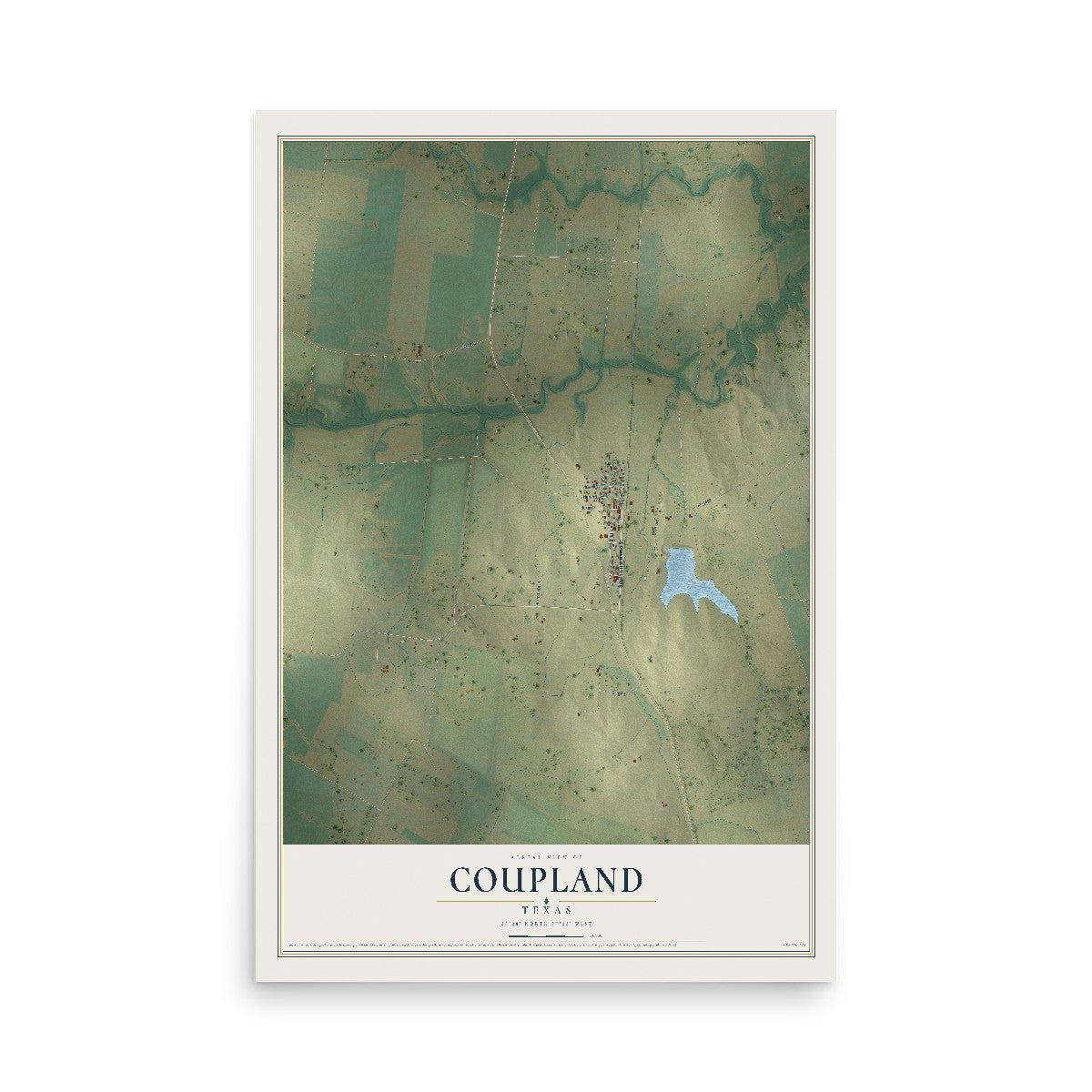 Map of Coupland, Texas, 12 x 18 inch unframed archival matte print