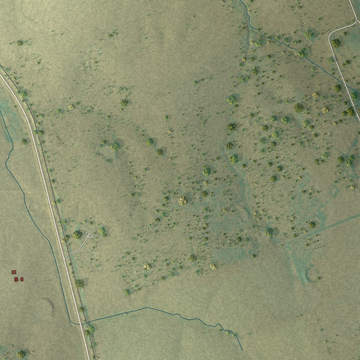 Second close-up of the map of Coupland, Texas print showing more streets and buildings