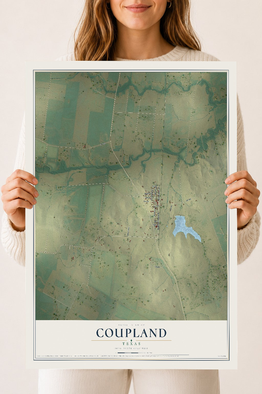 Map of Coupland, Texas, 18 x 24 inch unframed archival matte print
