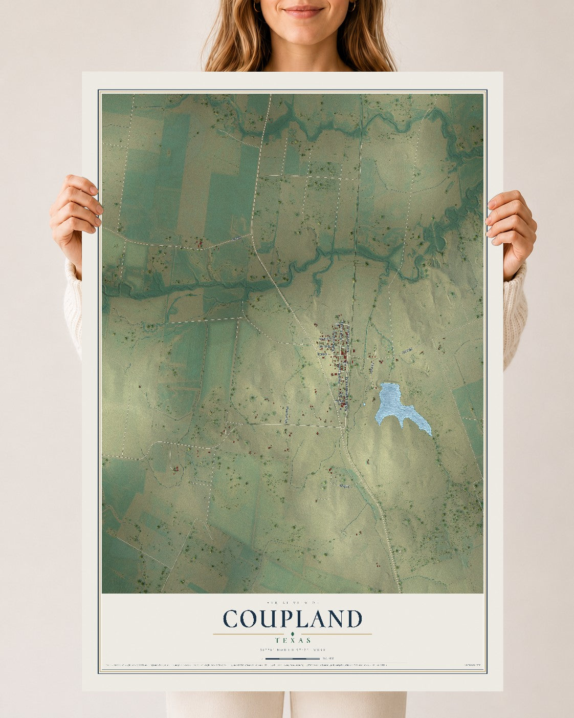 Map of Coupland, Texas, 24 x 36 inch unframed archival matte print