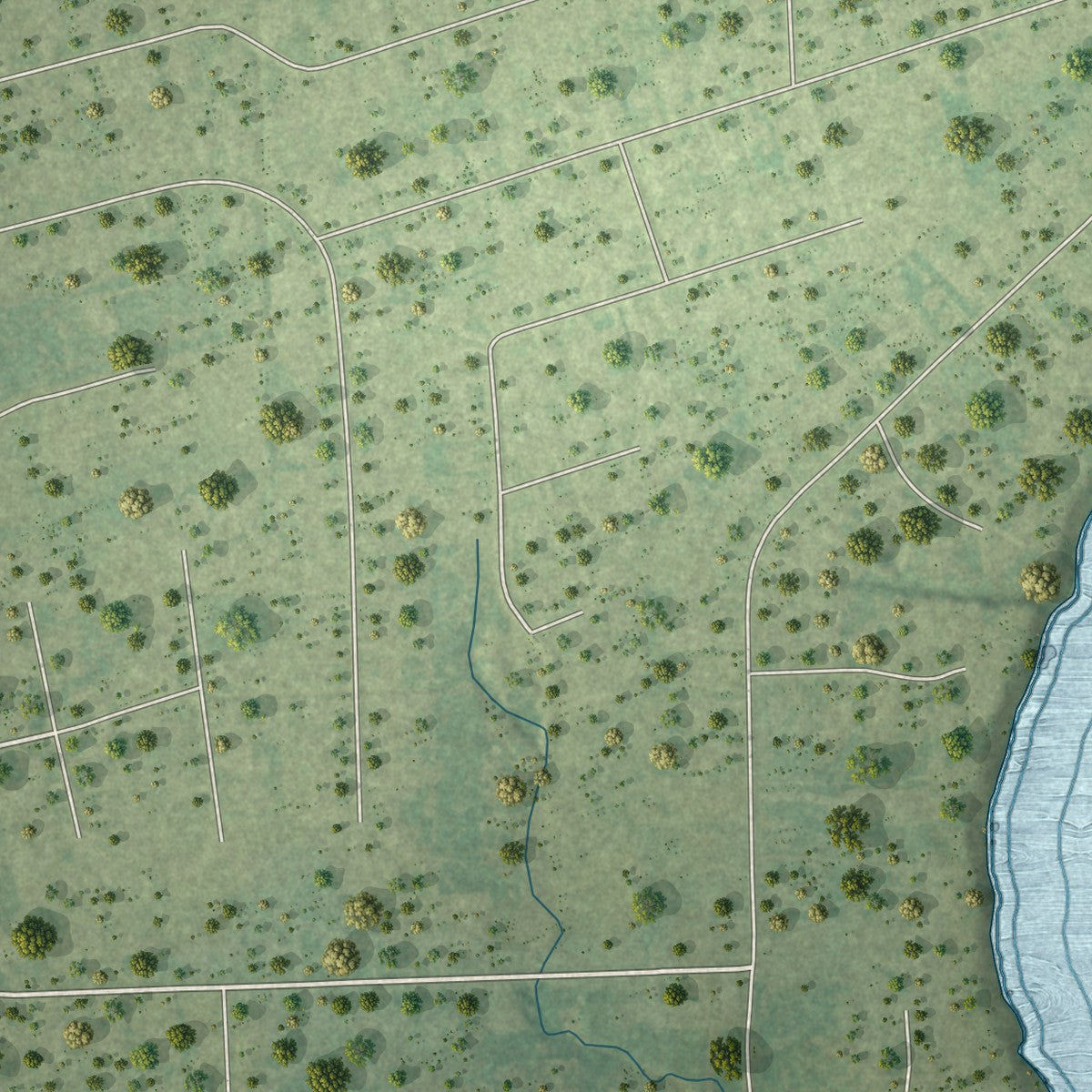 Second close-up of the map of Cove, Texas print showing more streets and buildings