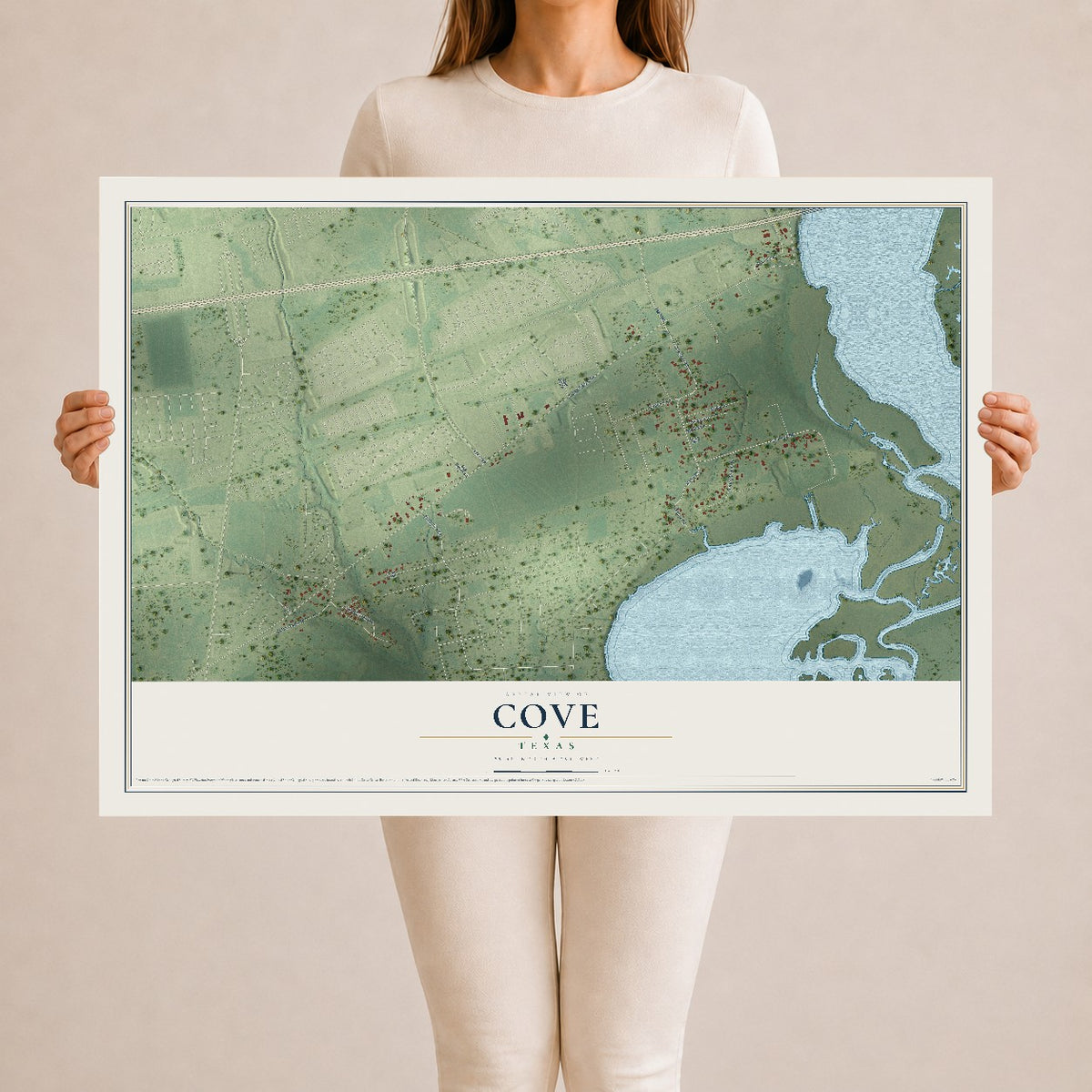 Map of Cove, Texas, 24 x 36 inch unframed archival matte print