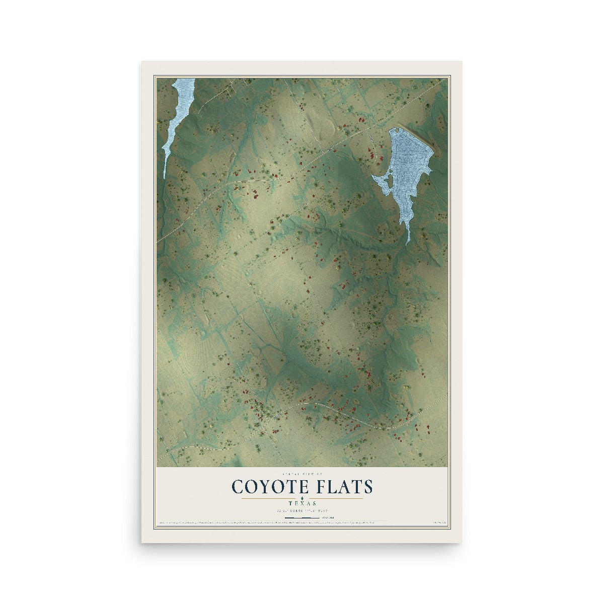 Map of Coyote Flats, Texas, 12 x 18 inch unframed archival matte print