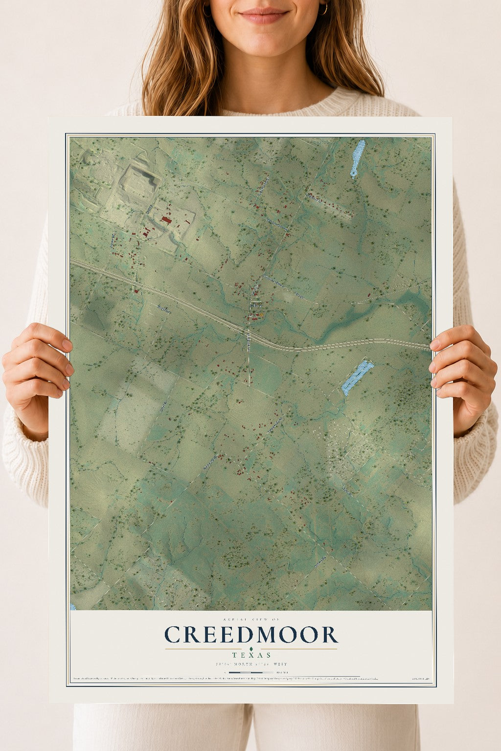 Map of Creedmoor, Texas, 18 x 24 inch unframed archival matte print