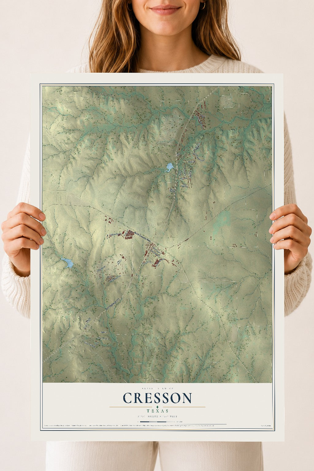 Map of Cresson, Texas, 18 x 24 inch unframed archival matte print