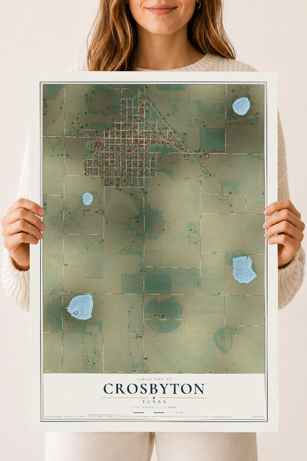 Map of Crosbyton, Texas, 18 x 24 inch unframed archival matte print