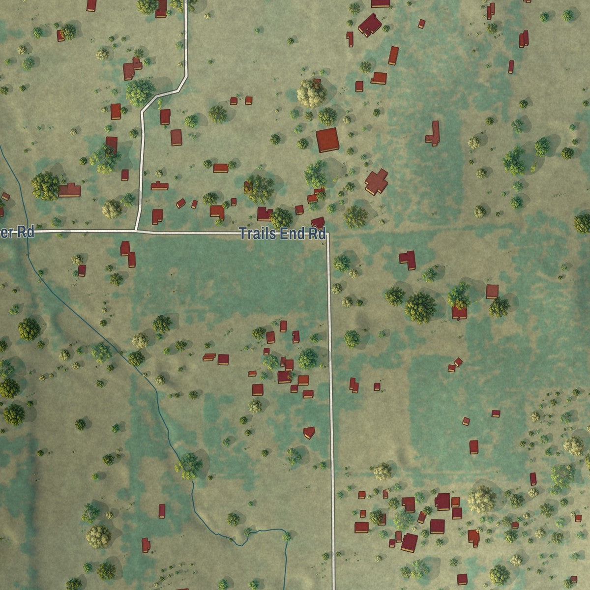 Second close-up of the map of Cross Timber, Texas print showing more streets and buildings