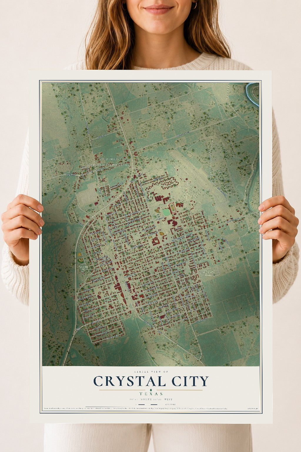 Map of Crystal City, Texas, 18 x 24 inch unframed archival matte print