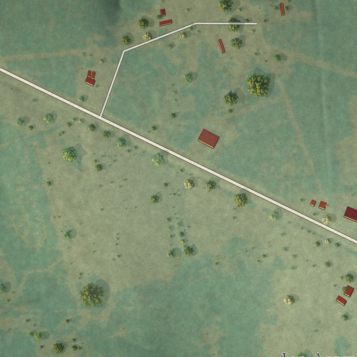 Second close-up of the map of Cuney, Texas print showing more streets and buildings