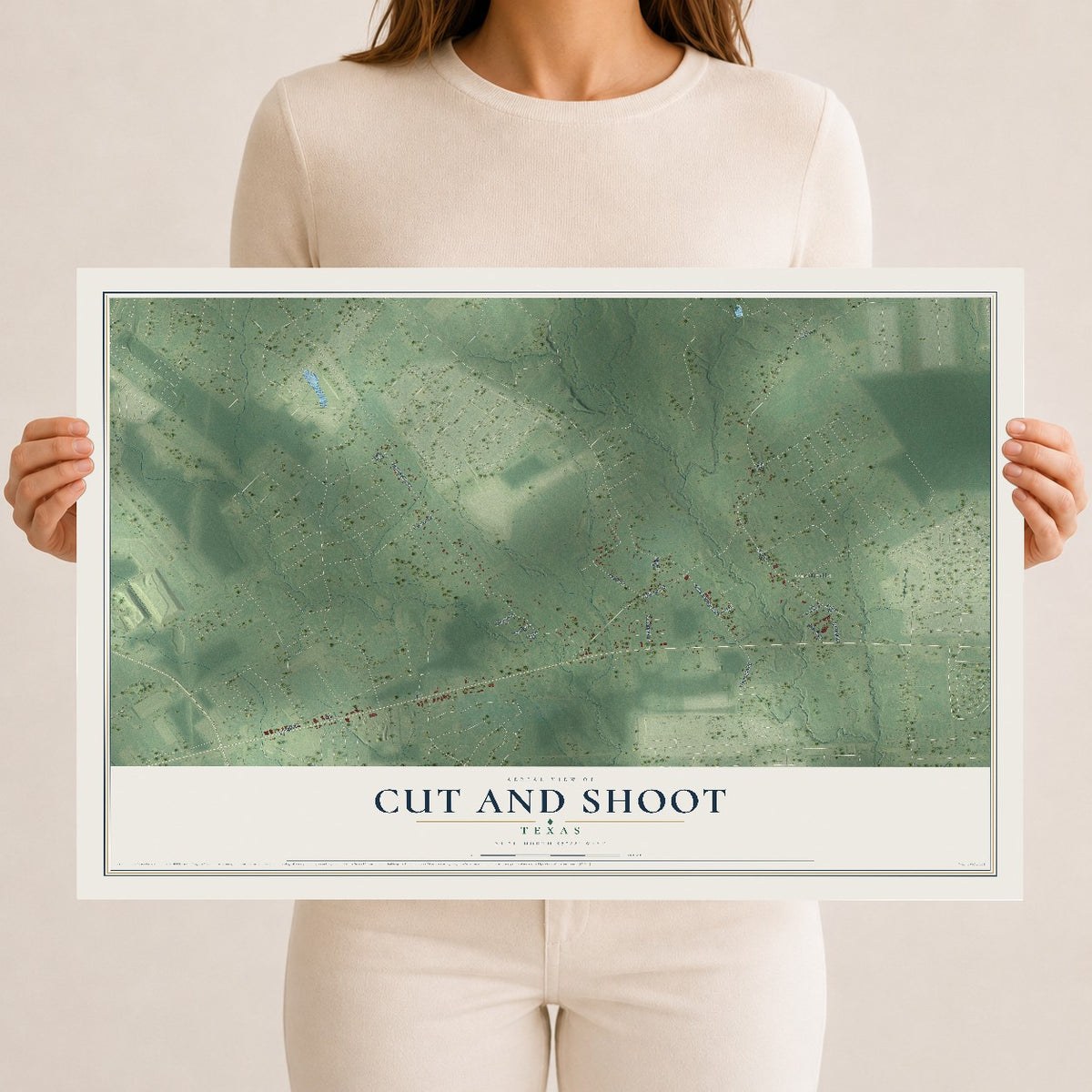 Map of Cut and Shoot, Texas, 12 x 18 inch unframed archival matte print