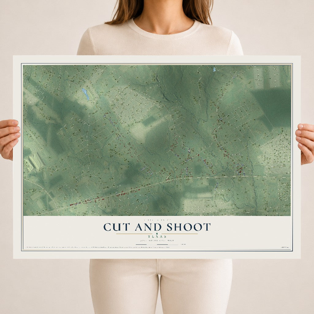 Map of Cut and Shoot, Texas, 18 x 24 inch unframed archival matte print
