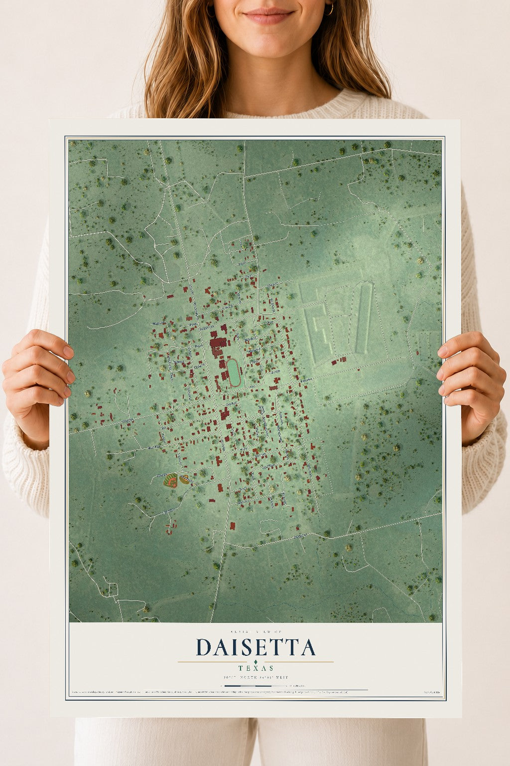 Map of Daisetta, Texas, 18 x 24 inch unframed archival matte print
