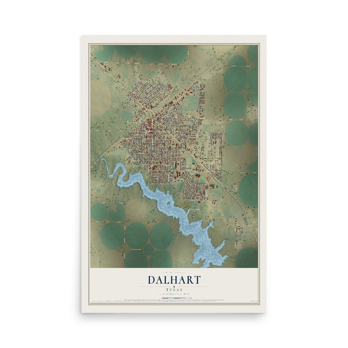 Map of Dalhart, Texas, 12 x 18 inch unframed archival matte print